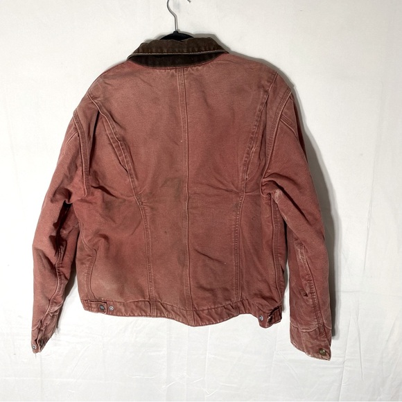Vintage Carhartt WJO97 VRS Salmon Pink Duck Canvas Detroit Blanket Lined Coat XL - Picture 2 of 16